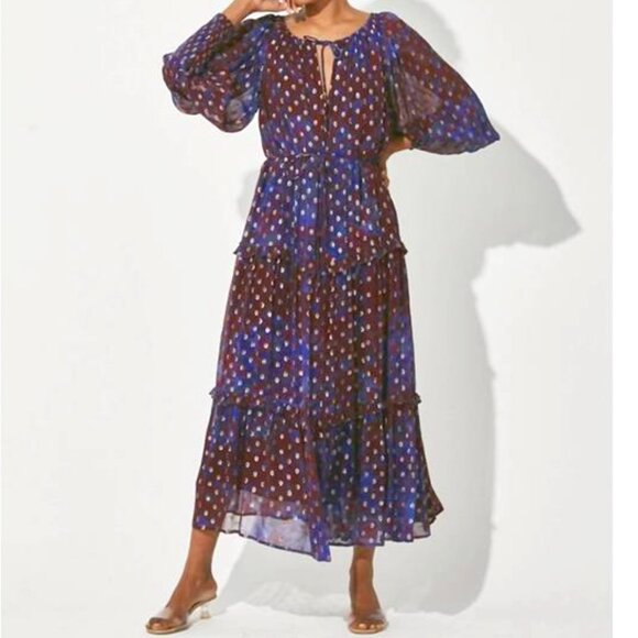Cleobella Addison Midi Dress Confetti Tiered Sheer Size Medium - Picture 1 of 8